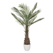 Grøn Kunstige plante DRACAENA med vifteformede palmeblade i en hvid potte fra hjh OFFICE