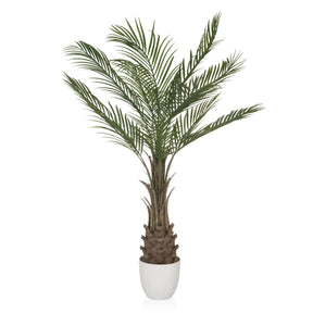 Grøn Kunstige plante DRACAENA med vifteformede palmeblade i en hvid potte fra hjh OFFICE