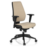 Beige Professionel kontorstol PRO-TEC 500 med armlæn og et sort femstjernet understel med hjul fra hjh OFFICE – 360-graders visning (skråt forfra 40°)