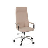 Beige Home Office kontorstol SARANTO PLUS I med armlæn og femhjulet fodkryds fra hjh OFFICE – 360-graders visning (forfra 20°)