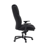 Sidevisning af XXL Pullmann Gen2 drejestol med sort stofbetræk og armlæn fra hjh OFFICE
