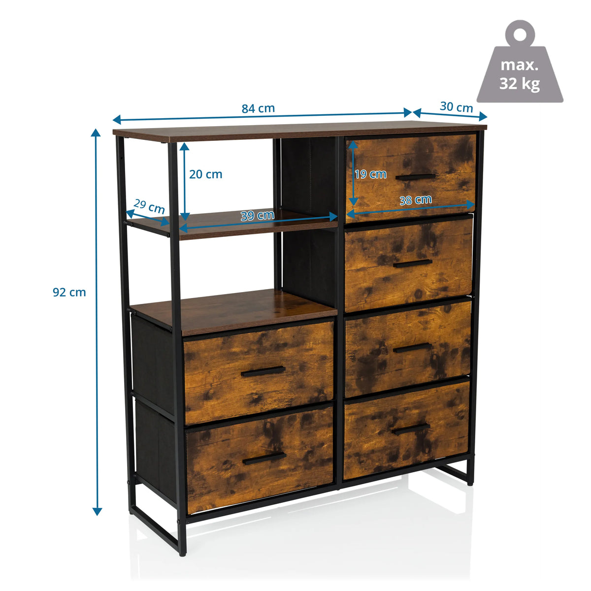 Måltegning af Kommode RAGALA med 84 × 92 cm fra hjh LIVING