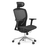Sort High End kontorstol VENUS ONE med netryg og femstjernet fodkryds med hjul fra hjh OFFICE – 360-graders visning (skråt forfra 45°)