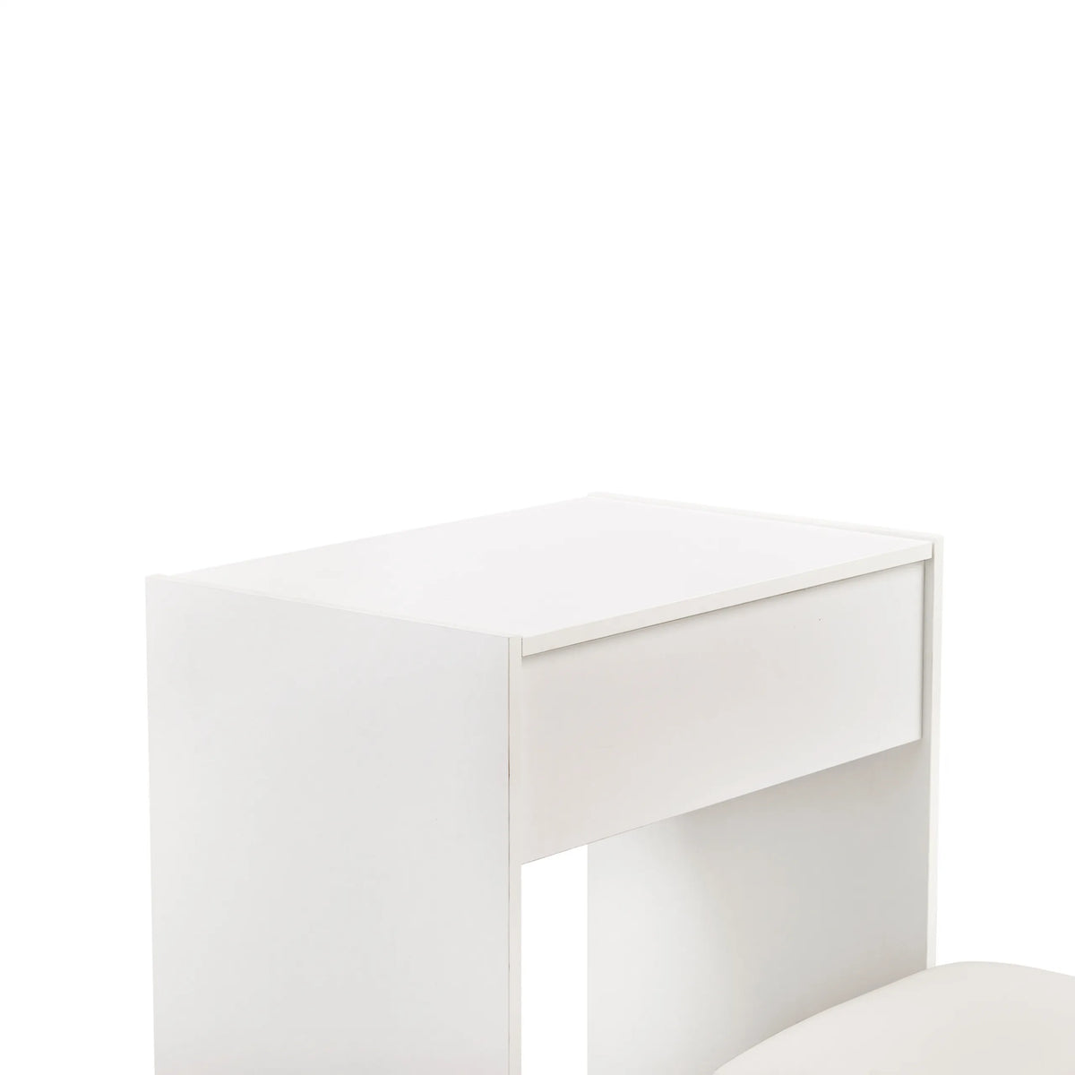 Hvid bordplade med en skuffe fra Glamdesk makeup-spejlet fra hjh LIVING