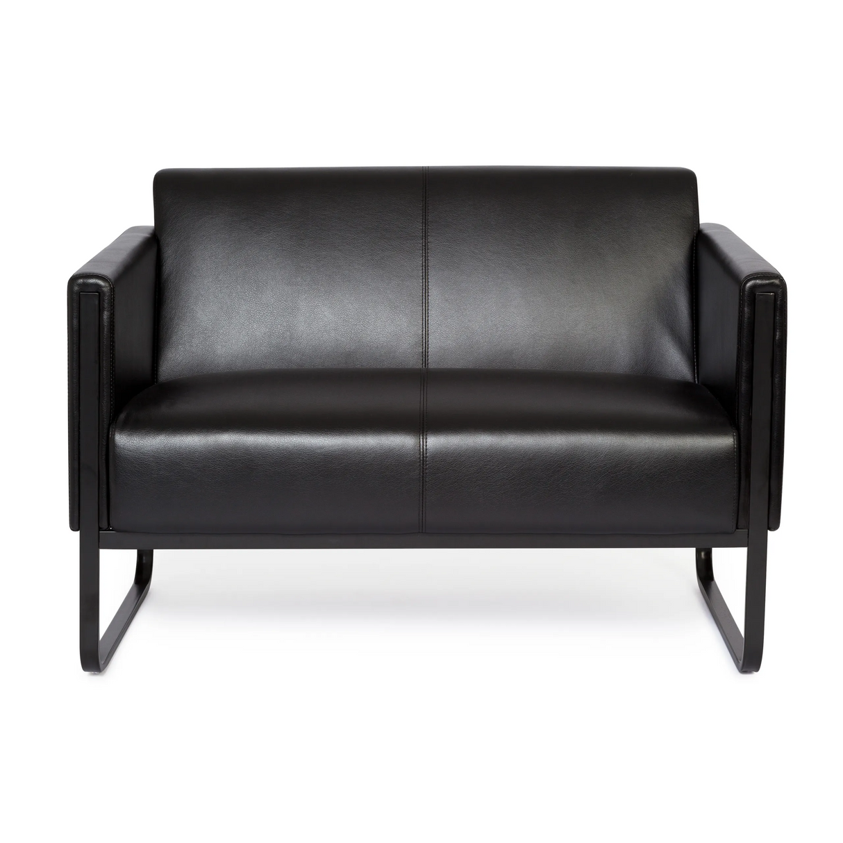 Sort loungesofa BALI BLACK som to-personers sofa med armlæn og metalstel fra hjh OFFICE – 360-graders visning (forfra 0°)