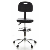 Sort Diskstol TOP WORK 23 med fodring og femstjernet fodkryds med hjul fra hjh OFFICE – 360-graders visning (forfra 0°)