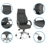 Grå Professionel chefstol ELEGANCE I med detaljevisninger af polstring, armlæn og gasfjeder fra hjh OFFICE