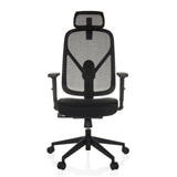 Sort Professionel kontorstol RALOO ECO med netryg og femstjernet fodkryds med hjul fra hjh OFFICE – 360-graders visning (forfra 0°)