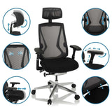 High End kontorstol INSPERO i sort med justerbare armlæn og nakkestøtte fra hjh OFFICE