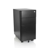Sort metal rullecontainer COLOR I med tre skuffer og fire hjul fra hjh OFFICE – 360-graders visning (forfra 20°)