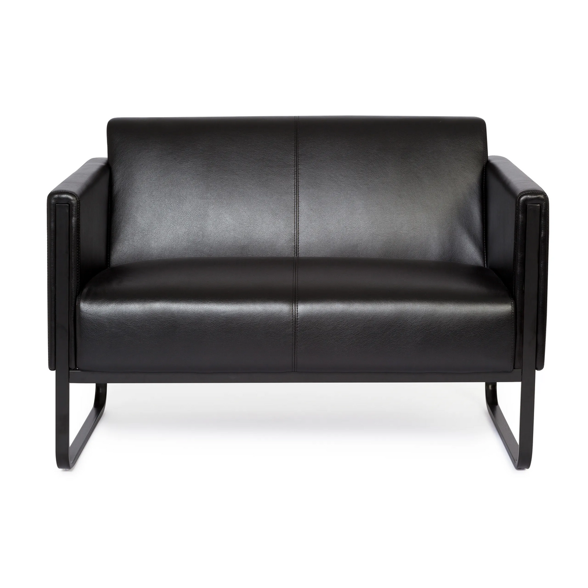 Sort loungesofa BALI BLACK som to-personers sofa med armlæn og metalstel fra hjh OFFICE – 360-graders visning (forfra 0°)