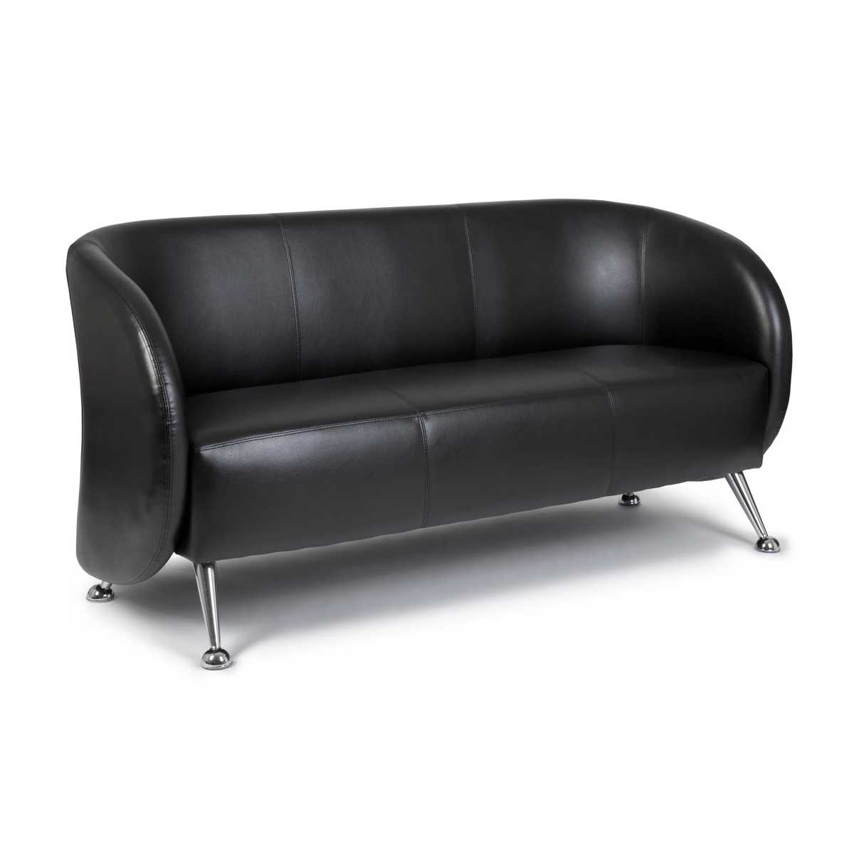 Sort Loungesofa ST. LUCIA som 3-personers sofa med blanke metalfødder fra hjh OFFICE – 360-graders visning (bagfra 180°)