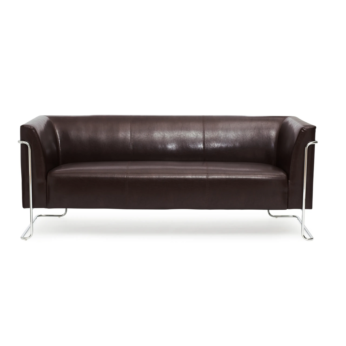 Brun loungesofa CURACAO som 3-personers sofa med forkromet stel fra hjh OFFICE – 360-graders visning (bagfra 180°)