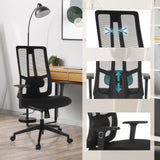 Sort polstret Professionel kontorstol TRAMORE BASE med mesh-ryglæn og justerbar lændestøtte fra hjh OFFICE