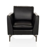 Sort Loungelænestol BAVERO med kunstlæderbetræk og metalben fra hjh OFFICE – 360-graders visning (forfra 0°)