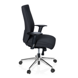 Sort Professionel kontorstol PRO-TEC 250 med armlæn og femhjulet fodkryds fra hjh OFFICE – 360-graders visning (sideprofil 80°)