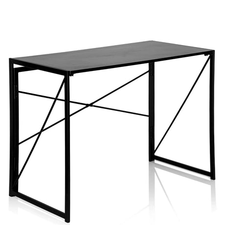 Sort klapskrivebord EASY UP MULTI med smal bordplade og X-stivere fra hjh OFFICE