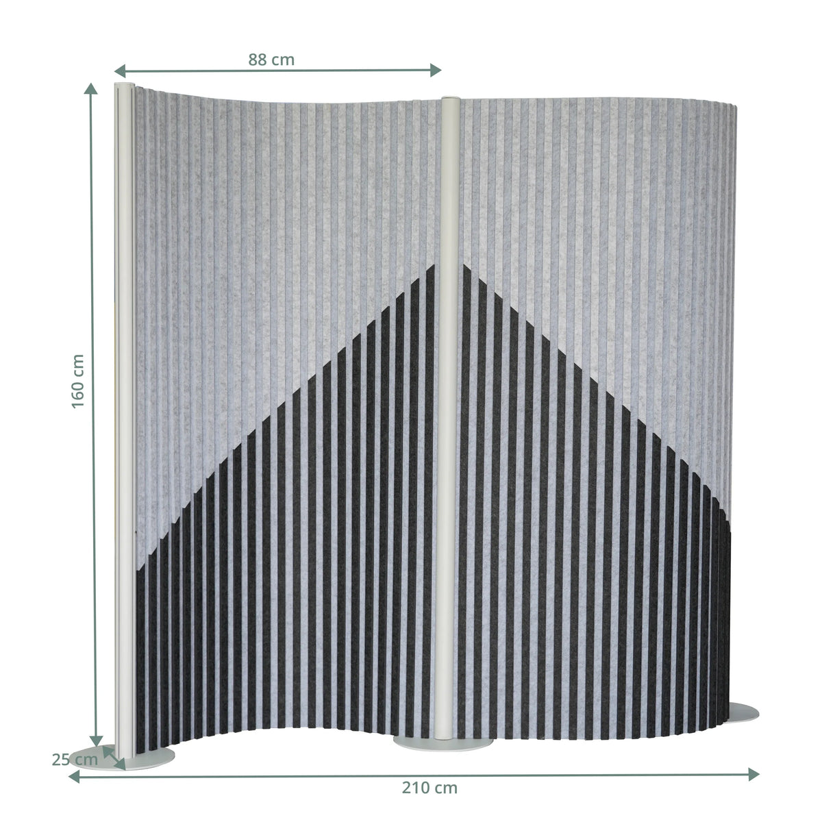 Måltegning af Skillevæg Flexmiut Wave med 210 × 160 cm fra hjh OFFICE