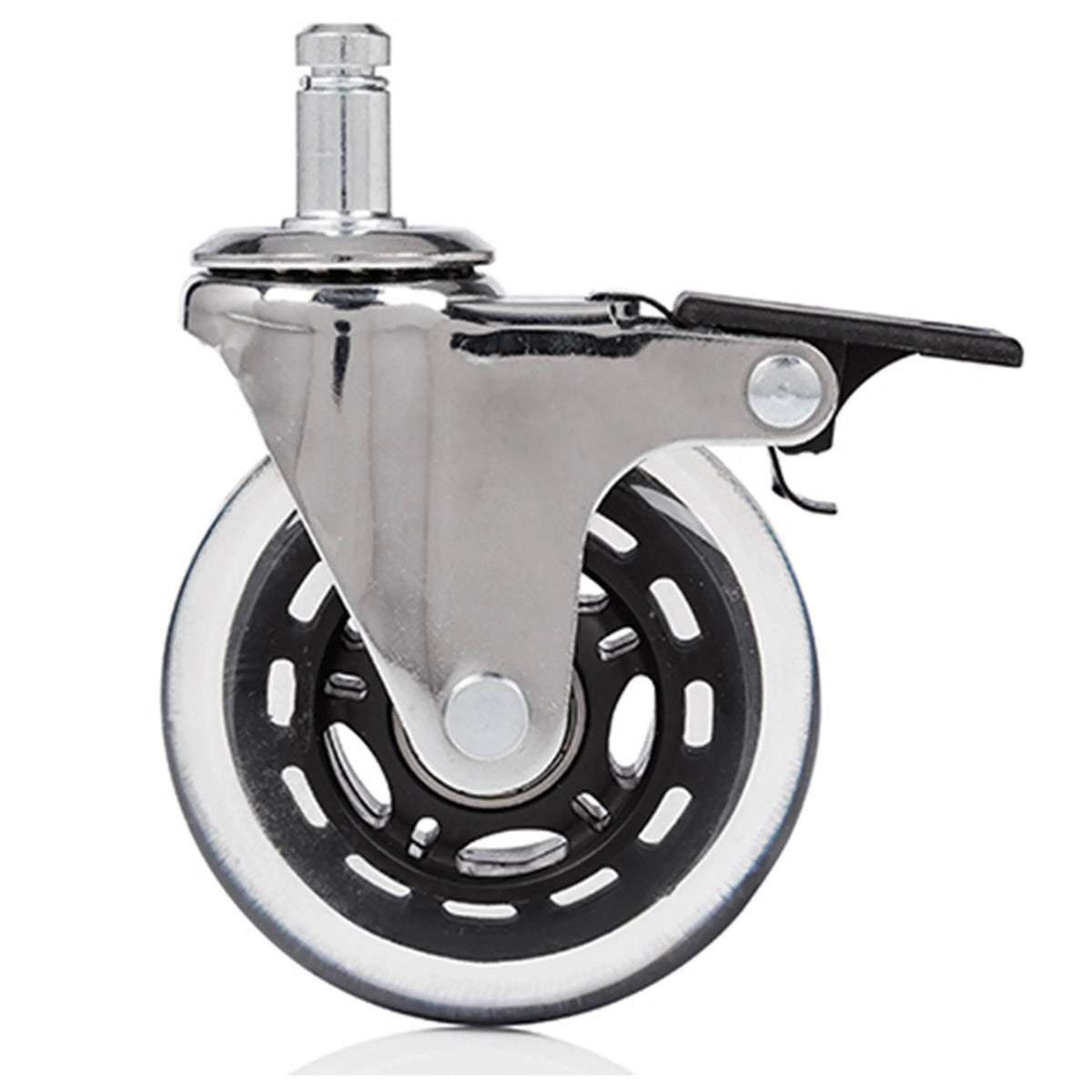 Stolehjul 5x ROLO SKATE CT 11mm/75mm med låsebremse i sølv og transparent til hårde gulve fra hjh OFFICE