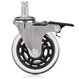 Stolehjul 5x ROLO SKATE CT 11mm/75mm med låsebremse i sølv og transparent til hårde gulve fra hjh OFFICE