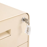 Låsecylinder med nøgle i låsen på den beige metal-rullecontainer COLOR PLUS I fra hjh OFFICE
