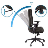 Justerbar rygstøtte med 90°-position på den professionelle kontorstol PRO-TEC 300 i sort fra hjh OFFICE