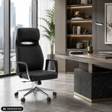 Sort Professionel chefstol VELVET ECO med kromstel og tæppehjul fra hjh OFFICE