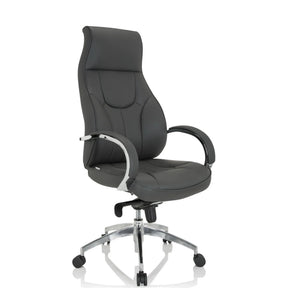 Grå Professionel chefstol ELEGANCE I med blanke kromarmlæn og stjernefod fra hjh OFFICE