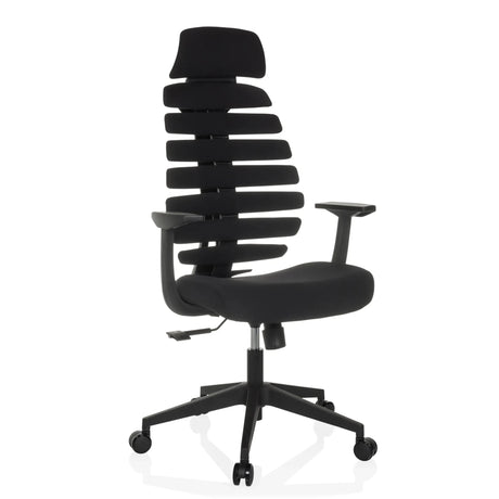 Sort Professionel kontorstol ERGO LINE ECO med stofbetræk, segmenteret ryglæn og armlæn fra hjh OFFICE