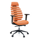 Professionel kontorstol ERGO LINE II PRO med orange stofbetræk og sort fodkryds fra hjh OFFICE