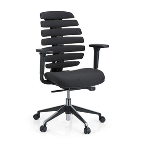 Sort Professionel kontorstol ERGO LINE II med segmenteret ryglæn og armlæn fra hjh OFFICE