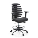 Sort Diskstol ERGO LINE II WORK med stofbetræk, fodring og hjul fra hjh OFFICE
