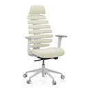 Professionel kontorstol ERGO LINE W i Salted Caramel med beige stofbetræk og hvidt stel fra hjh OFFICE