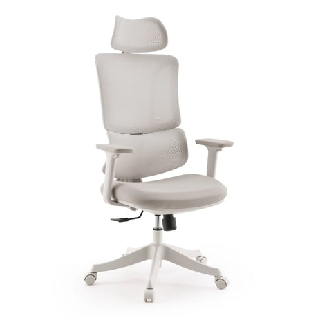Home Office kontorstol Ergomy Colore i beige med mesh-betræk og nakkestøtte fra MyBuero