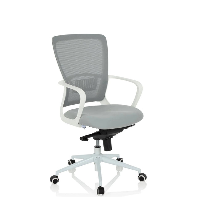 Home Office kontorstol ESTRIA i grå med netryglæn og hvidt stel fra hjh OFFICE