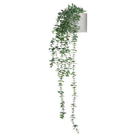 Grøn Kunstige plante EUCALYPTUS CLIMB med hængende blade i en hvid potte fra hjh OFFICE