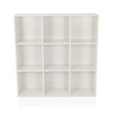 Hvid BJORKE hylde med ni åbne kvadratiske rum fra hjh LIVING – 360-graders visning (forfra 0°)