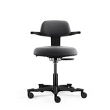 Mørkegrå Arbejdsstol WORK 40 med armlæn og fem hjul fra hjh OFFICE