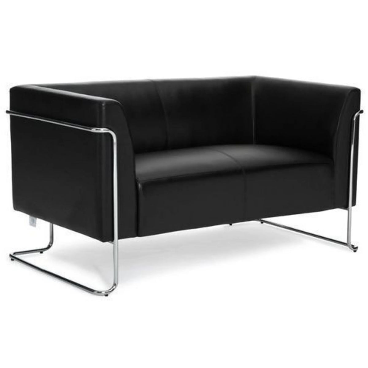 Sort loungesofa CURACAO som to-personers sofa med forkromet metalstel fra hjh OFFICE