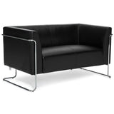 Sort loungesofa CURACAO som to-personers sofa med forkromet metalstel fra hjh OFFICE