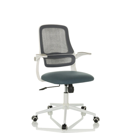 Homeoffice-Bürostuhl MIKO W ECO mit grauer Netzrückenlehne und weißem Gestell von hjh OFFICE