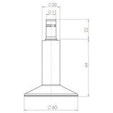 Teknisk tegning af glidere til stoleben 5 x STAND Nr. 12 med en diameter på 60 mm fra hjh OFFICE