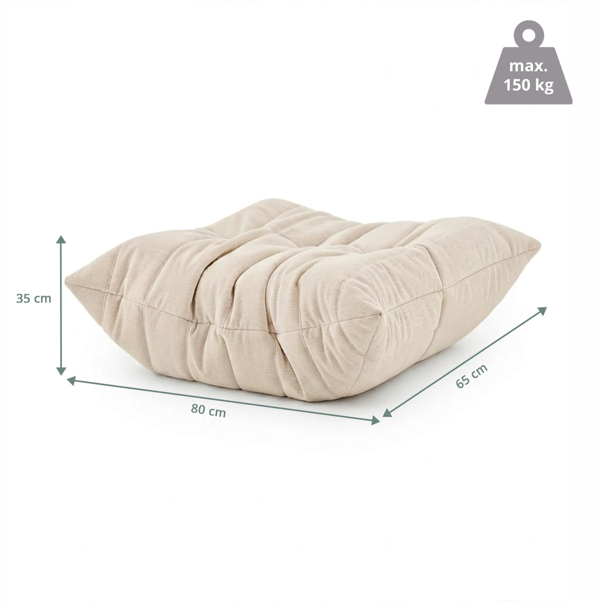 Målvisning af Sitzolo Podi Sækkestole med 80 × 65 cm og en maksimal belastning på 150 kg fra hjh LIVING