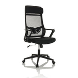 Sort Home Office kontorstol NEKEO med netryg og femhjulet fodkryds fra hjh OFFICE – 360-graders visning (skråt forfra 30°)