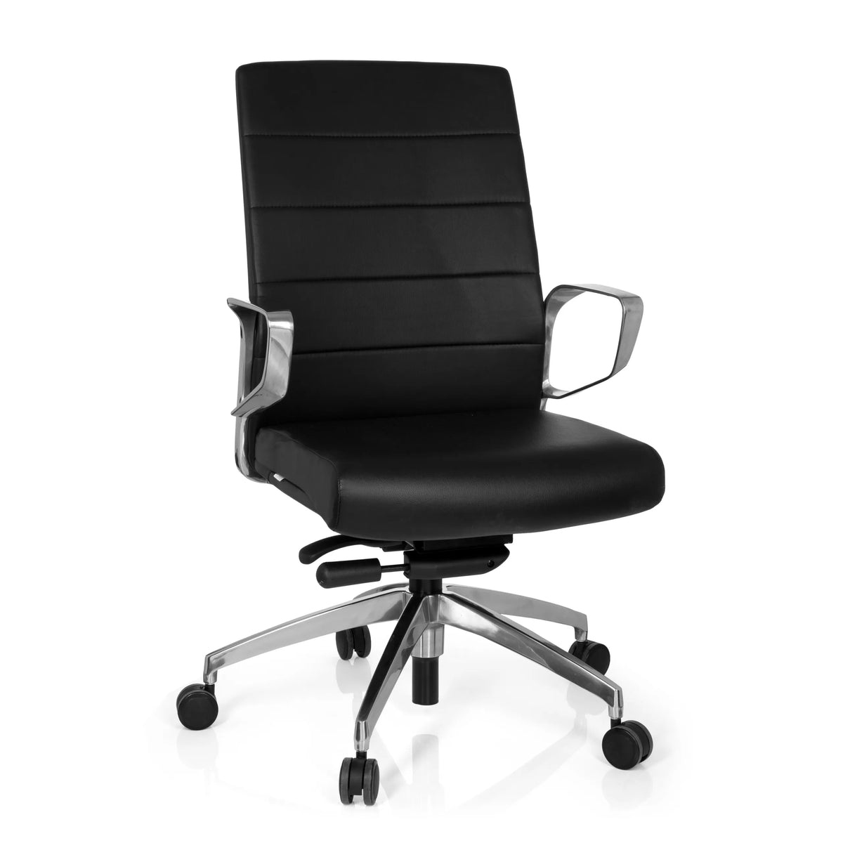 Sort Professionel kontorstol PROVIDER med quiltet polstring og femhjulet fodkryds fra hjh OFFICE – 360-graders visning (forfra 20°)