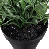 Grønne blade og sorte dekorationssten fra den kunstige plante Epipremnum Climb i en sort potte fra hjh OFFICE