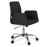 Sort Home Office kontorstol FLOW med armlæn og blankt femstjernet fodkryds med hjul fra hjh OFFICE – 360-graders visning (skråt forfra 60°)