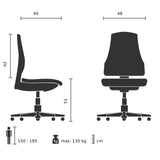 Teknisk tegning af den Polstret stol TARVISO PU med en maksimal belastningskapacitet på 130 kg fra hjh OFFICE