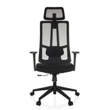 Sort Professionel kontorstol TRAMORE med netryg og femhjulet fodkryds fra hjh OFFICE – 360-graders visning (forfra 0°)