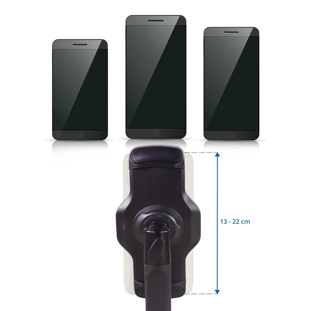 Justerbar holderbredde på 13 - 22 cm på Holder til mobiltelefon & tablet FLEXMOBI III fra hjh OFFICE